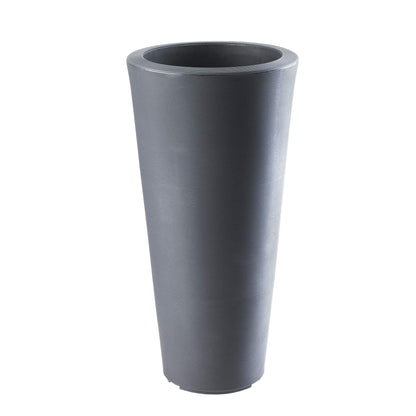 Crescent Garden Bleeker Planter, Tapered Round Plant Pot with Sand-Cavity, 15-Inch (Slate)