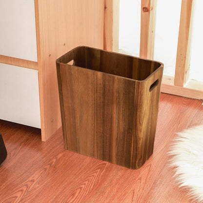 LiTY 3 Gallons Wooden Wastebaskets, Solid Acacia Wood Waste Basket with Handles, Rectangular Trash Can, Garbage Bin for Bedroom, Bathroom, Kitchen, Living Room, Office Decorative