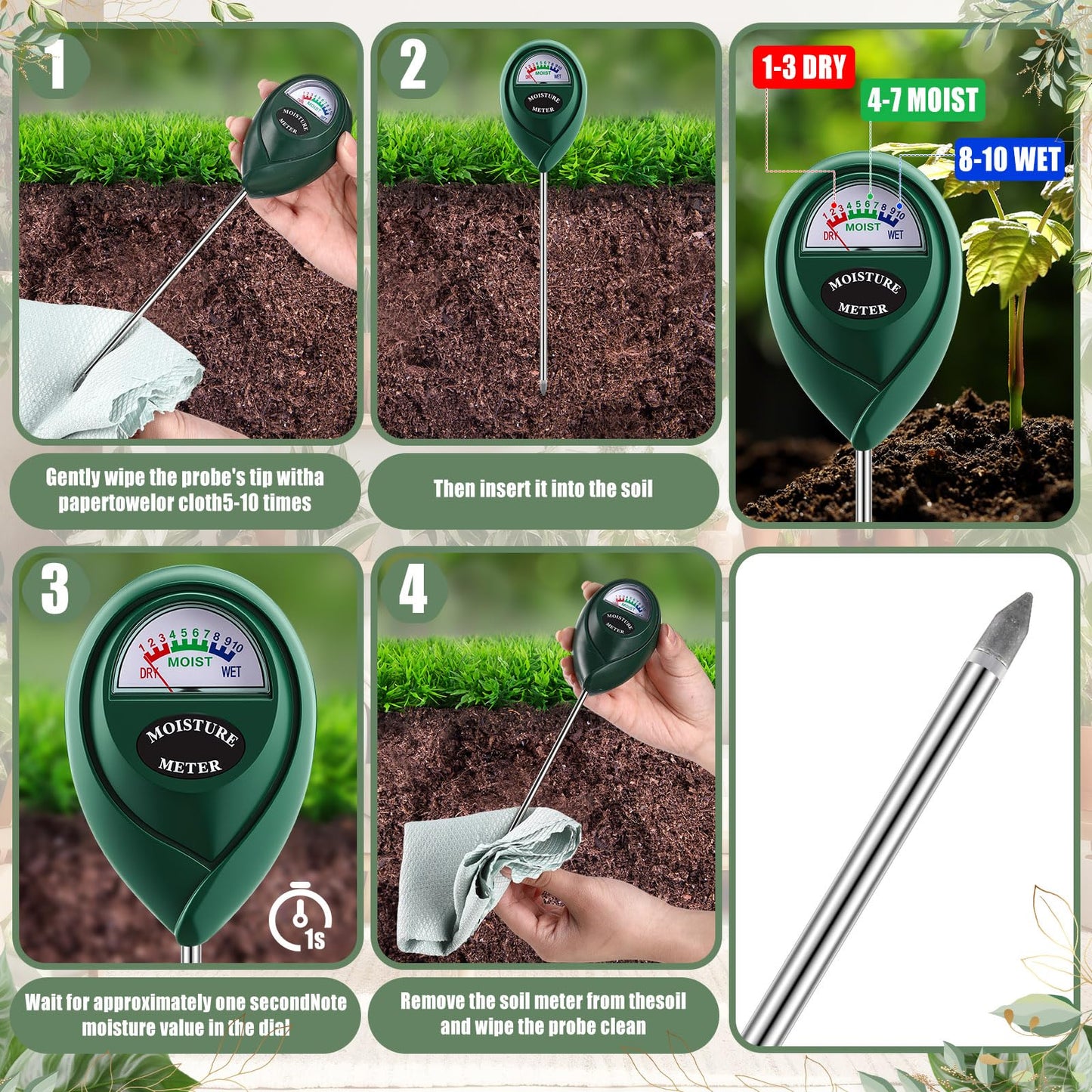 Ferrochef Indoor Plants Watering Can for Indoor Plants Long Probe Soil Moisture Meter Long Spout Watering Cans Water Monitor Indicator for Pot Flower House Gardening Farming(Gray,1.4 L,Trapezoid)