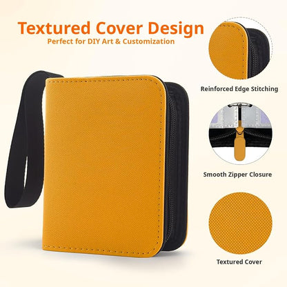1 Pocket Card Binder with Zipper, 100 Pockets Mini Trading Card Album, Premium PU Leather Single Card Binder, Small Display Folder for TCG & Sports Cards