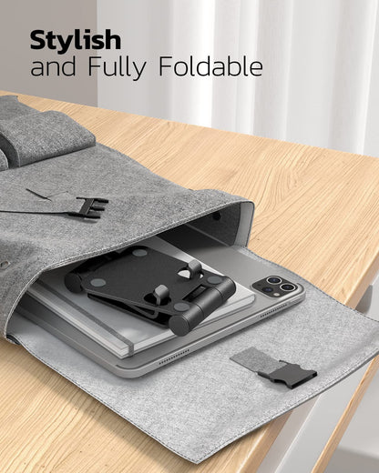Nulaxy Dual Folding Cell Phone Stand, Fully Adjustable Foldable Desktop Phone Holder Cradle Dock Compatible with iPhone 17 16 15 14 13 12 11 Pro Max Xs Xr X 8, Nintendo Switch, All Phones