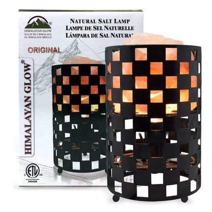Himalayan Glow Projective Style Metal Basket Night Light with Pink Chunks, Bulb,(ETL Certified) Dimmer Switch,Calming & Relaxing Salt Lamp, Pink Salt Chunks