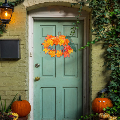 Halloween Pumpkin Wreath Frame Thanksgiving Pumpkin Frame Metal Wire Pumpkin Wreaths Frame Form Floral Fall Pumpkin Wreath with Welcome Sign for Halloween Craft Window Door Holiday Decoration