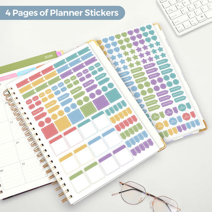 SKYDUE Teacher Planner 2026-2027 Academic Year, 8.5" x 11" Deluxe Teacher Lesson Planner with Monthly Tabs & Stickers, Lesson Plan Book 26-27, FloralB