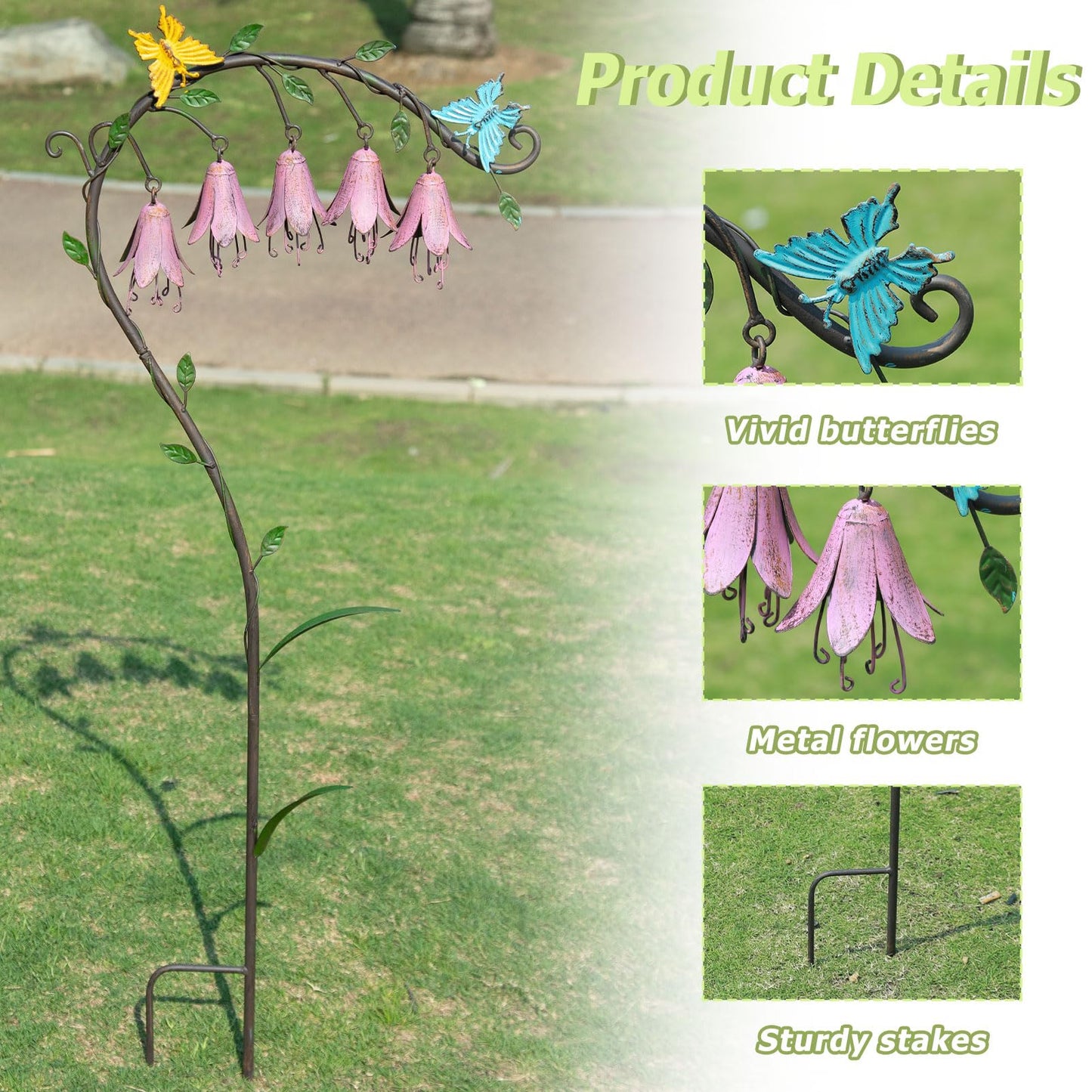 AIHAOKAN 39.5" H Metal Flower Garden Stakes Outdoor Decor,Retro Decorative Garden Stakes,Metal Yard Art for Garden,Patio & Yard Decor.