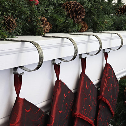 Haute Decor The Original MantleClip® Stocking Holder 4 Pack - Hang Christmas Stockings Safely and Securely from Mantels Up to 3 Inches Thick