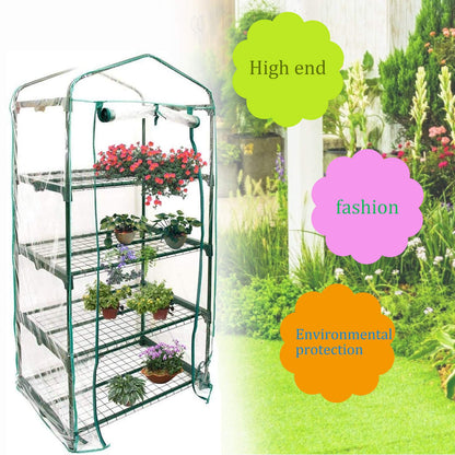 Mini Greenhouse Transparent PVC Cover Portable Small Greenhouses Cover wih Roll-Up Zipper Door, Waterproof Garden Green House Tent(Iron Stand not Include)