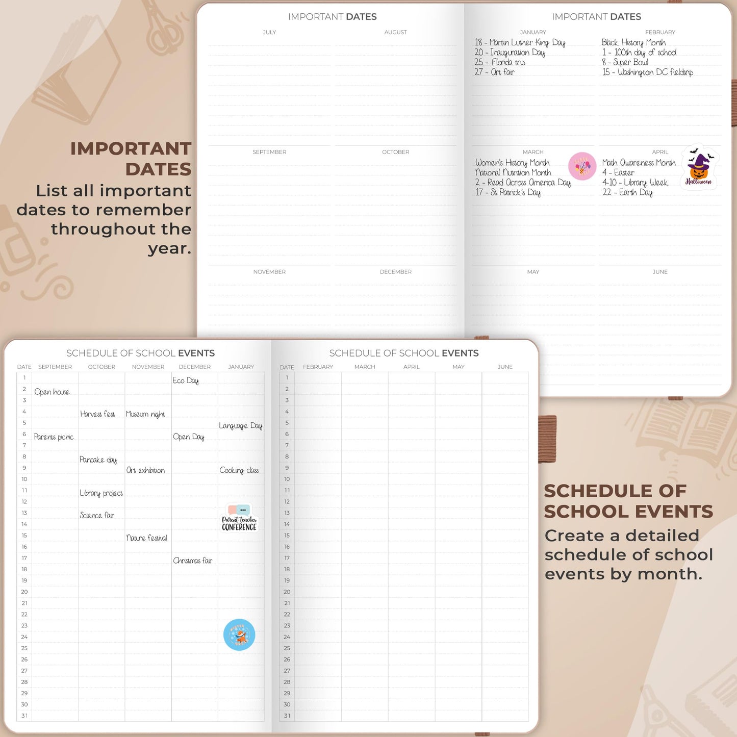 Clever Fox Teacher Planner – School Year Planner with Calendars & Lesson Plans – Teacher Plan Book for Classroom & Homeschool Organization - Undated, 7x10″, Hardcover (Rose Gold)
