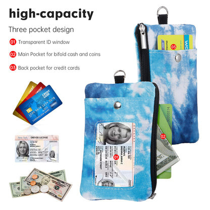 XEYOU Small Womens Wallet with ID Window Minimalist Badge Holder with Side Zip Pocket, Multiple Card Slots with Neck Lanyard for Office Staffs, Teachers/Students, Couriers, Workers