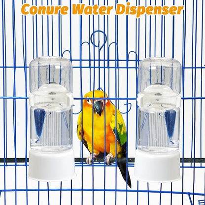 BNOSDM No Mess Bird Feeder Water Dispenser Set Automatic Parrot Feeder Drinker Transparent Food Container 3 Pcs Parakeet Cage Accessories for Cockatiel, Budgies, Conure, Lovebird, Finch (Transparent)