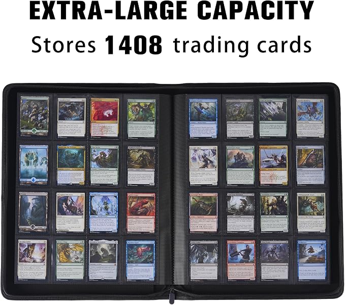 Card Binder 16 Pocket,Trading Card Binder Holds up to 1408 Cards with 44 Sleeves,Zipper Card Holder Album Compatible with TCG Card/Game Cards/Sports Card-Dark purple