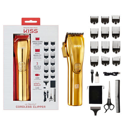 KISS Precision Blade Cordless Trimmer with Stainless Steel T-Blade, Powerful High-Torque, High-Speed Motor, 3 Blade Guard Attachments & Blade Cover, USB Cable & Long-Lasting Lithium Ion Battery