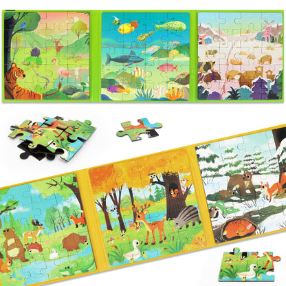 Magnetic Puzzle for Toddlers 3-5 2PK-120PCS-6 Animal Themes Puzzles for Kids 4-6 Travel Puzzle for Airplane/Car/Road Trip/Gift Toys for 3-8 Girls and Boys