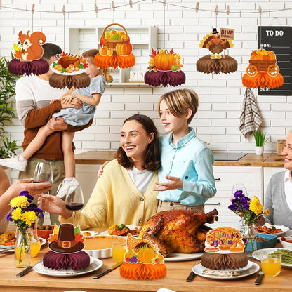 9 PCS Thanksgiving Party Decorations,Fall Honeycomb Centerpieces for Tables,Honeycomb Centerpieces for Autumn Thanksgiving Birthday Party Supplies Table Decorations