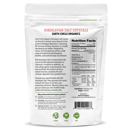Earth Circle Organics Premium Himalayan Unrefined Pink Fine Grain Salt, No Anti-Caking Agents, Pure Culinary Grade - Kosher, Nutrient and Mineral Dense, 1 pound