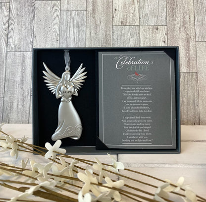 Memorial/Remembrance Angel Ornament with Celebration of Life Poem-Sympathy Gift for Loss of Loved One/Memorial Ornament in Memory of Lost Loved Ones/Bereavement Gift for Loss of Mom/Dad/Sibling/Friend