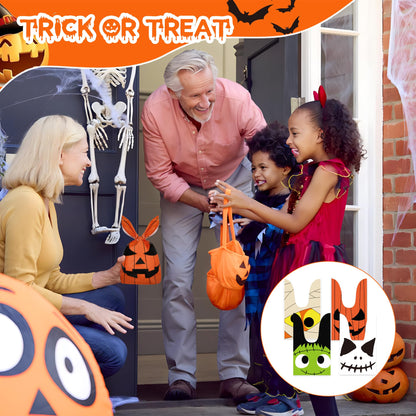 100 Pcs Halloween Treat Bags Rabbit Ear Candy Bags Trick or Treat Small Plastic Goodie Bag Halloween Party Favor Bags for Kids Party Favor Supplies, 4 Designs