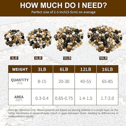 NUPICK 6lb River Rocks for Plants Indoor, 1-2Inch Mixed Pebbles for Vase Fillers, Decorative Gravel for Fish Tank, Natural Polished Stones for Succulent, Bonsai, Landscaping, Bird Baths