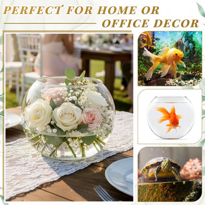 48 Pcs Glass Bubble Bowl Vase Bulk, Clear Round Glass Centerpiece Bowls for Valentine's Wedding Table Decor, Fish Flower Bud Vase Terrarium for Event Party DIY (3.5" h X 4.7" w)