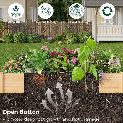 ZIENLIFE Raised Garden Bed for Outdoor, 8x4 Ft Wood Garden Bed with 15 Inch Depth for Flowers/Vegetables/Herbs in Backyard Patio Outdoor, Open Base Bottom Planter Box