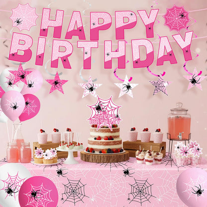Pink Spider Party Decorations Kit for Girls