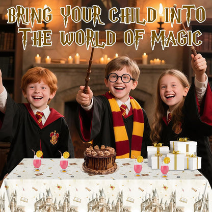 DYLZB 3PCS Magical Tablecloth,Disposable Wizard School Plastic Table Cover for Birthday Party, Halloween Witch Party Decor(54 x 108 Inches)