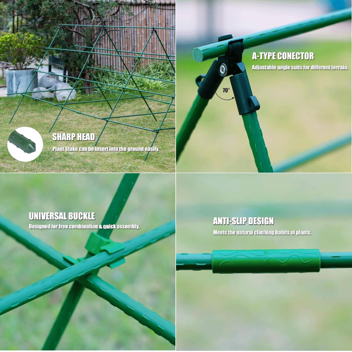 Orgrimmar 26 PCS 57" Garden Support Stakes Plastic Coated Deformable Climbing Plant Trellis Plant Climbing Frame for Tomato Cucumber Eggplant Vine Vegetable (57 Inch)