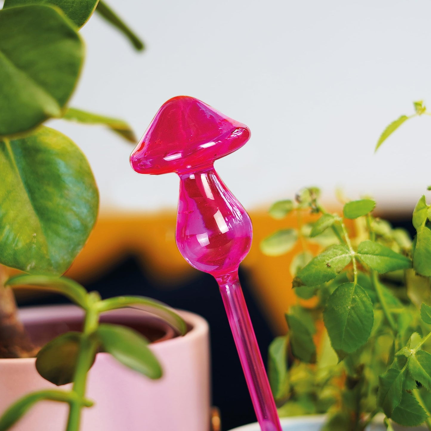 Bubblegum Stuff - Mushroom Micro Dousers, Neon Coloured Glass - Garden Tools, Home Accessories, Garden Gadgets, Automatic Watering System, Moisture Meter Plant - Batteries Included