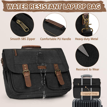 RAINSMORE Messenger Bag for Men, 15.6-17.3 inch Laptop Bag for Work College