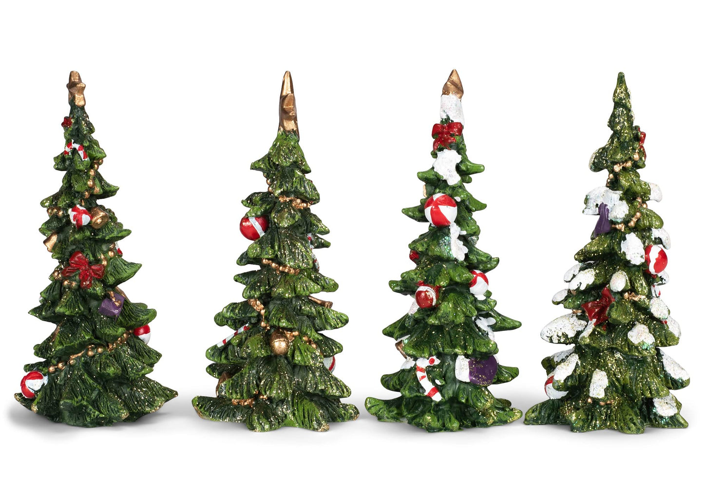Transpac Imports Resin Holiday Tree Set of 4 Figurine, Green