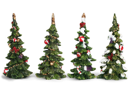 Transpac Imports Resin Holiday Tree Set of 4 Figurine, Green