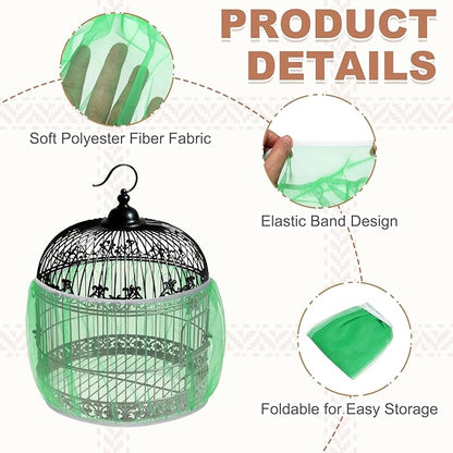 Bird Cage Seed Catcher, Bird Cage Net Cover Seeds Guard, Universal Birdcage Accessories, Green, Circumference 59.1"-86.6", Height 15.7" for Parrot Cockatiel Enclosures