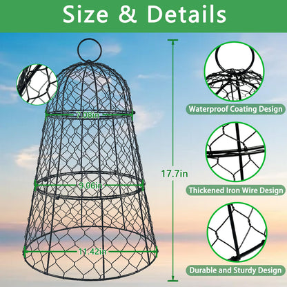 6 PCS 17.7"H X 11.42"D Garden Cloches,Chicken Wire Plant Covers Protectors Modular Design for Customizable Protection,Rust-Proof Heavy Duty Metal Plant Cage for Seedlings Flowers Protect from Animals