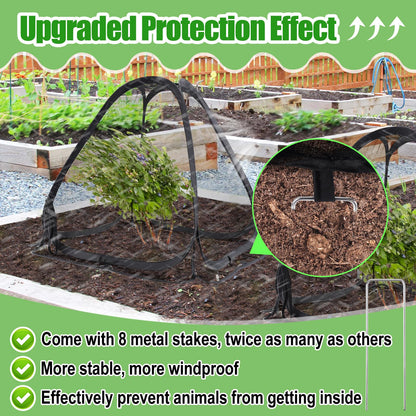 2-Pack Durable Plant Covers - Pop-up Fine Mesh Plant Tents with 8 Stakes, 22''x22''x23''Plant Protectors, Garden Crop Guard Cages for Vegetables Fruits Away from Animals Birds Deer Squirrels