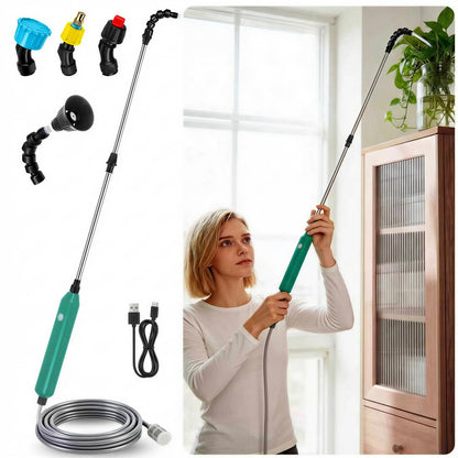 Electric High Reach Plant Waterer - Type C Wireless Hanging Plant Waterer, Battery Powered Sprayer Wand with Stainless Steel Telescopic (25.6"-34"), Indoor Watering Devices