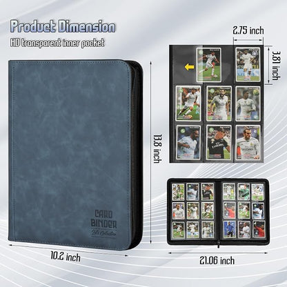 Trading Card Binder, Premium 9 Pocket Double Sided 540 Pocket PU Card Collection Binder, Collectible Trading Card Albums for MTG, TCG, Sport Card, Game Cards (Blue)