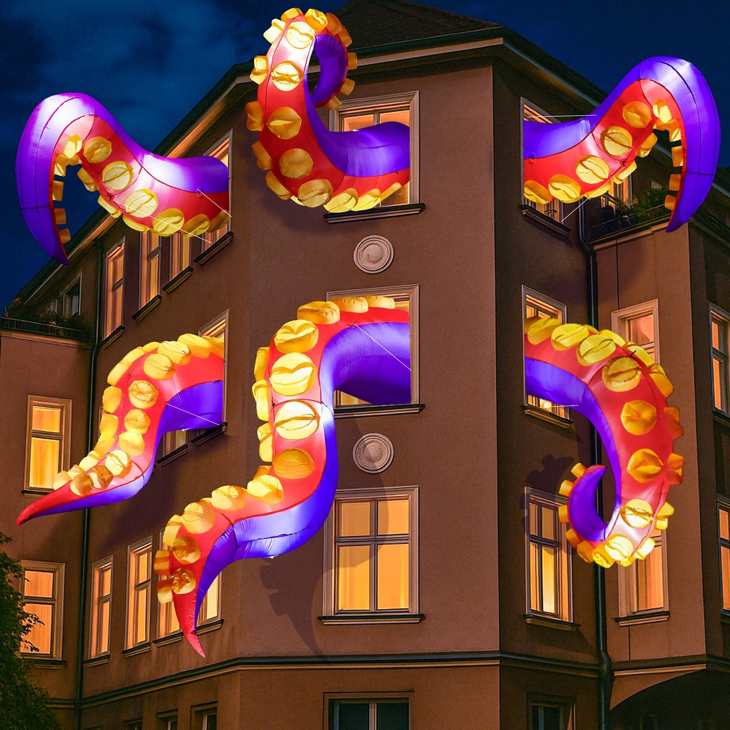 Max Fun 1pc Halloween Inflatables Decoration Inflatable Octopus Tentacles Outdoors Decorations with LED Lights Built-in Blow Up Yard Decoration for Outdoor Garden Lawn (Tentacles - A)