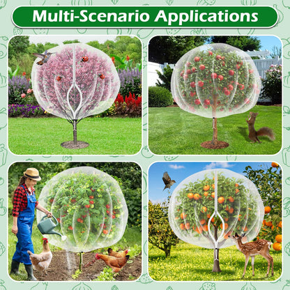 8'x8' Fruit Tree Netting Cover with Zipper and Drawstring, Ultra-Fine Mesh Garden Plant Insect Pest Net Barrier Protection Covers to Prevent Squirrel Bird Deer Cicadas Bag for Blueberry Tomato-1Pcs