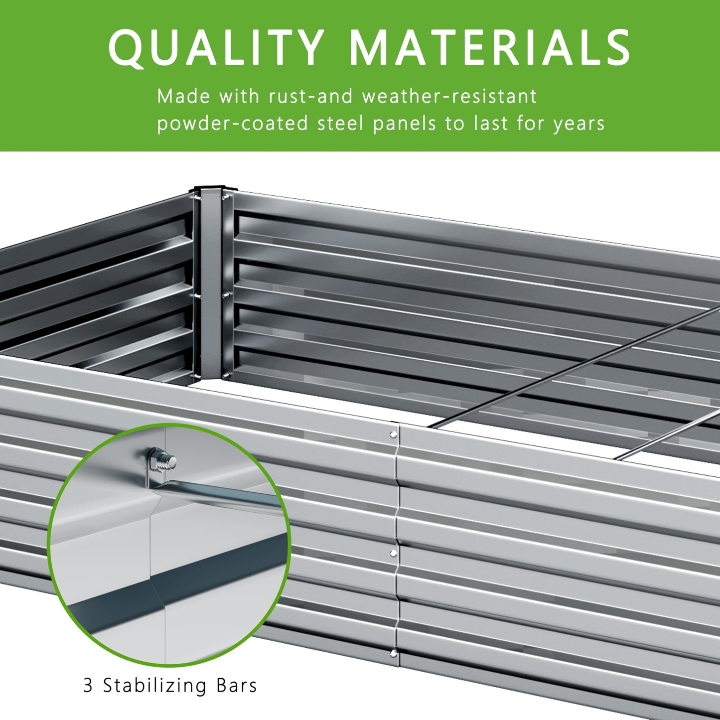 DIIYIV 2PCS 12x4x1FT Galvanized Raised Garden Bed Kit,Vegetable Boxes-Rectangle Metal Flower Box,Large Planter Raised Beds Outdoor Garden for Planting,Fruit,Herb-Silver