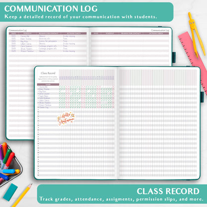 Legend Teacher Planner – Undated Lesson Plan Book for Teachers with Weekly & Monthly Calendars - Classroom Organization & School Year Planner – 8.5”x11.5” Hardcover (Viridian Green)
