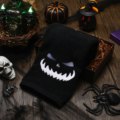 Fanfanwin 3 Pcs Halloween Bath Hand Towels 13.7 x 29.5 Inch Embroidered Decorative Hand Towel Kitchen Towels 100% Cotton Towel Decor for Holiday Bathroom(Black,Pumpkin)