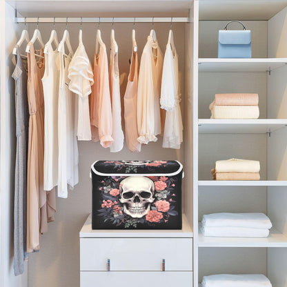 xigua Skull Storage Bins with Lids and Carrying Handle,Foldable Storage Boxes Organizer Containers Baskets Cube with Cover for Home Bedroom Closet Office