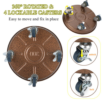 2 Pack Plant Caddy with Wheels, 12" Rolling Plant Stand 265 LBS Heavy Duty Metal Tray No Holes with Large Metal 360° Lockable Caster Wheels for Outdoor Indoor Large Plant Pots, Flower Pot, Patio