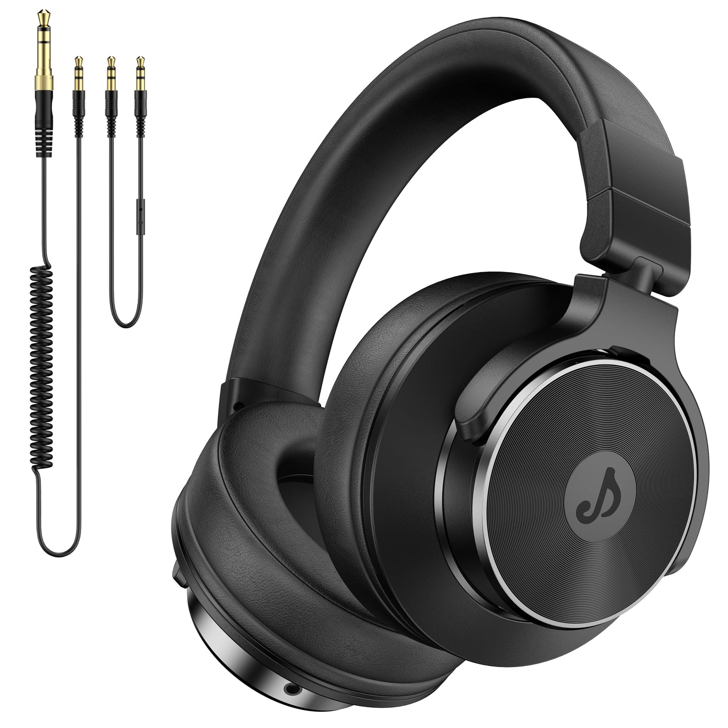 Rumoon Wired Headphones Over Ear, Studio Monitor & Mixing DJ Headphones with 50mm Neodymium Drivers and 1/4 to 3.5mm Jack for Guitar AMP Podcast Piano Keyboard (Black)
