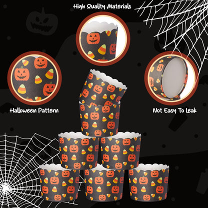Funnymoom 100 Pcs Halloween Pumpkin Paper Baking Cups Black Orange Cupcake Liners Wrappers Decorative Cupcake Holders for Halloween Birthday Party Supply