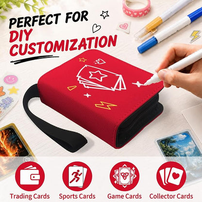 1 Pocket Card Binder with Zipper, 100 Pockets Mini Trading Card Album, Premium PU Leather Single Card Binder, Small Display Folder for TCG & Sports Cards