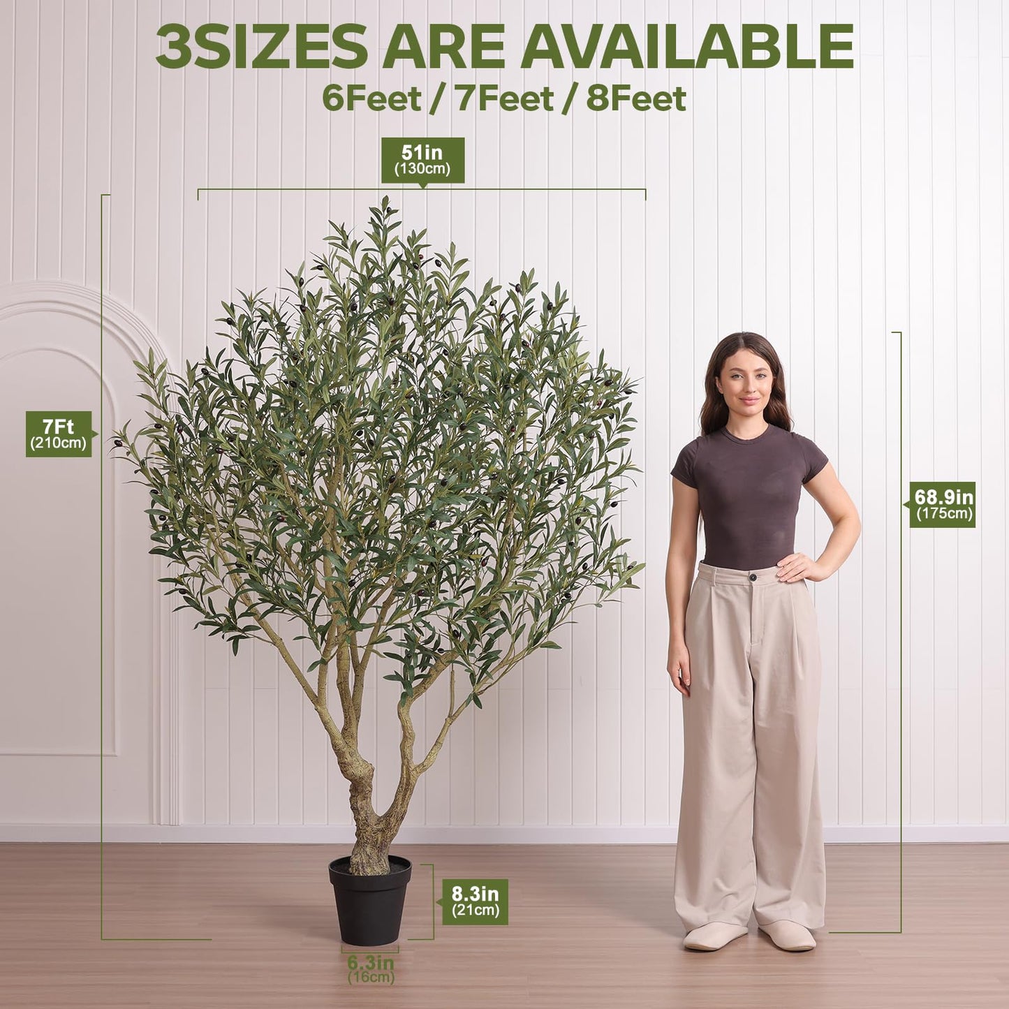 Verinatural Olive Tree Artificial Indoor 7ft - Large Fake Plants - Realistic Faux Olive Tree in Pot - Tall Artificial Plants for Home, Patio, Living Room, Office Decor,VN138