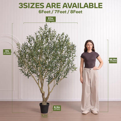 Verinatural Olive Tree Artificial Indoor 7ft - Large Fake Plants - Realistic Faux Olive Tree in Pot - Tall Artificial Plants for Home, Patio, Living Room, Office Decor,VN138