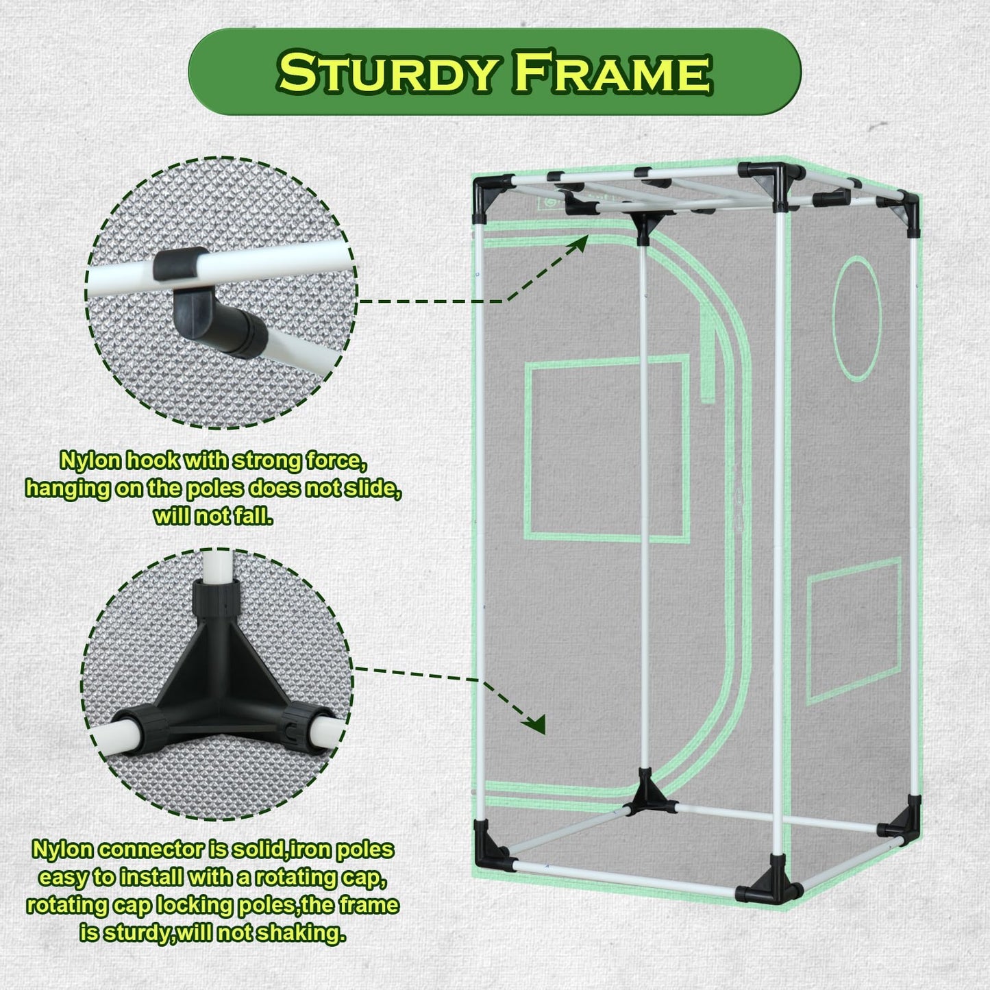 Green Hut Grow Tent 24"x24"x48" 600D Mylar Hydroponic Indoor Grow Tents with Observation Window, Removable Floor Tray and Tool Bag for Indoor Plant Growing 2x2
