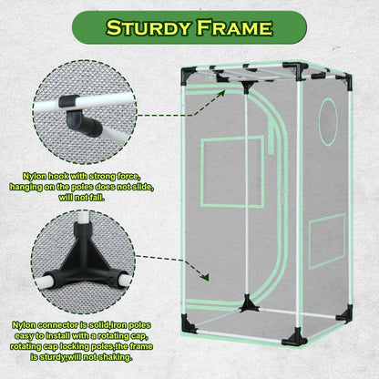 Green Hut Grow Tent 24"x24"x48" 600D Mylar Hydroponic Indoor Grow Tents with Observation Window, Removable Floor Tray and Tool Bag for Indoor Plant Growing 2x2